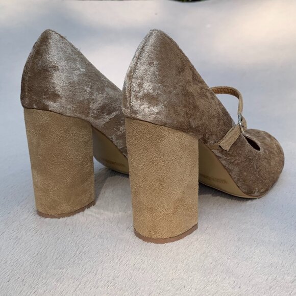 Modesta Carmeo-01 Crushed Velvet Mary Jane Style Block Heels - Picture 10 of 16